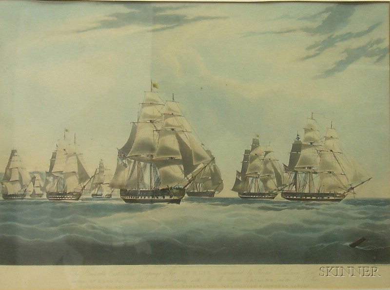 Appraisal: Framed Lithograph depicting the ships of the East India Company