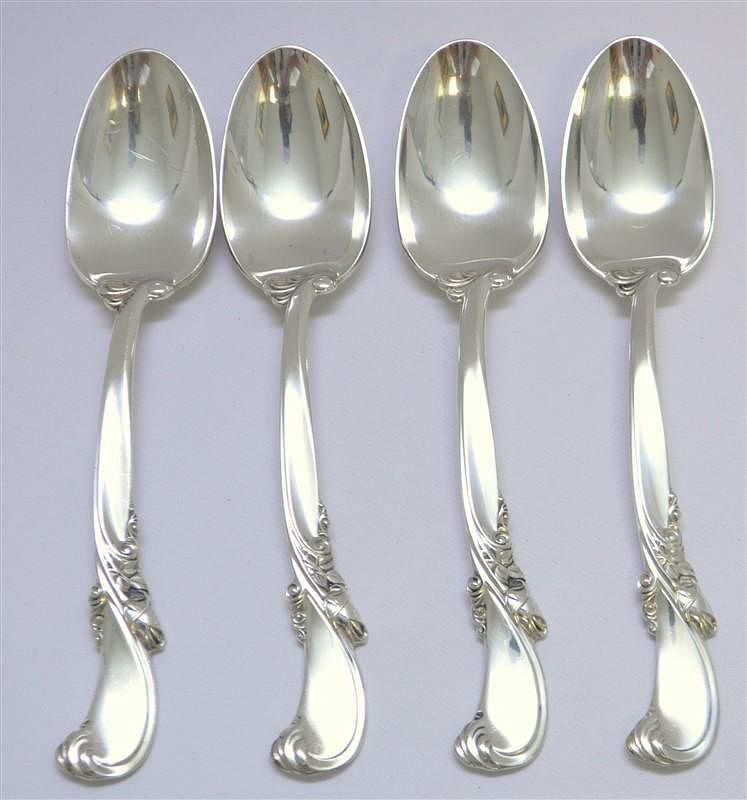 Appraisal: WALLACE STERLING WALTZ OF SPRING TEASPOONS Four Vintage Wallace Sterling