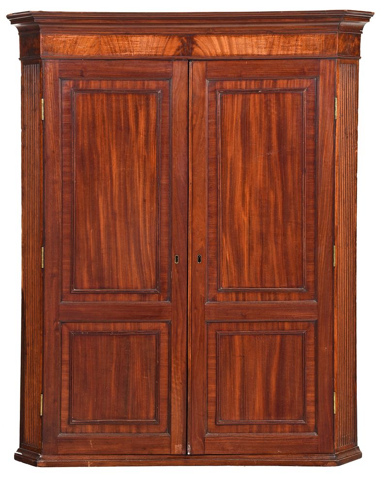 Appraisal: George III Mahogany Hanging Corner Cupboard British late th century