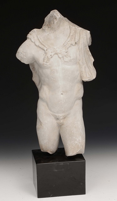 Appraisal: A PLASTER TORSO AFTER THE ANTIQUE of a male subject