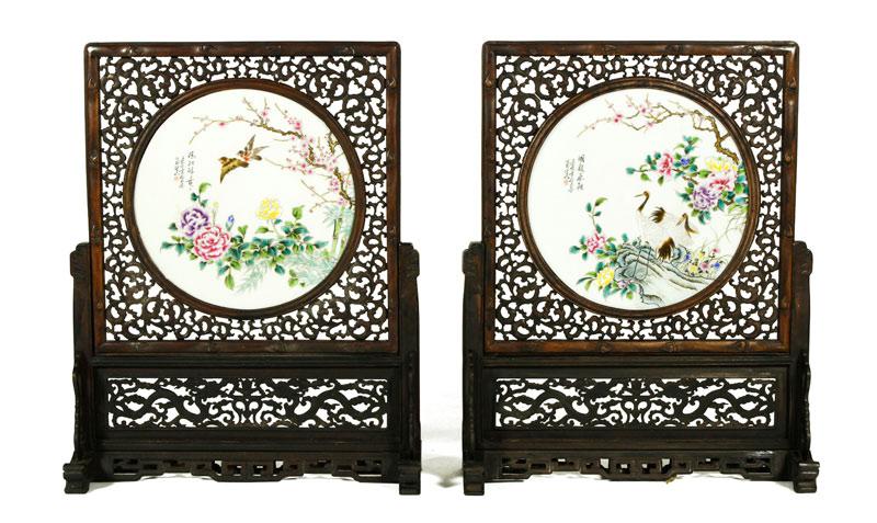 Appraisal: - Pair of Chinese Table Screens Pair of Chinese table