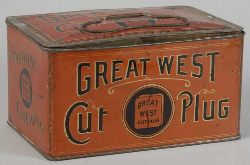 Appraisal: Tin Great West Cut Plug Tobacco Lunch Pail Description All