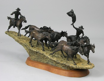 Appraisal: J Shirly Bothum American - Wrangling the Wild Ones Bronze