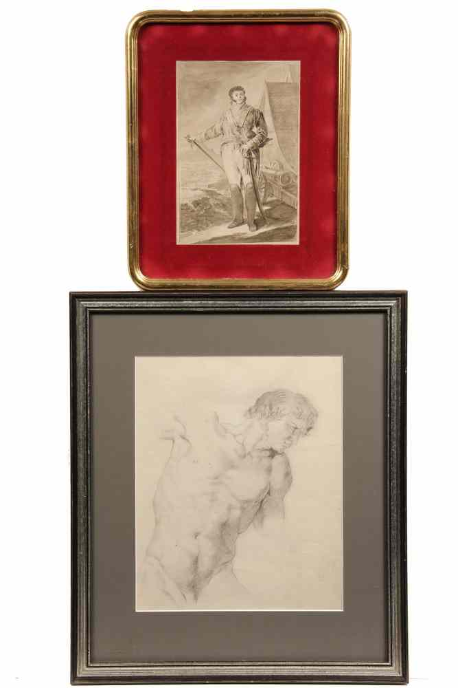 Appraisal: CONTINENTAL DRAWINGS - Two Early th c European Drawings Graphite