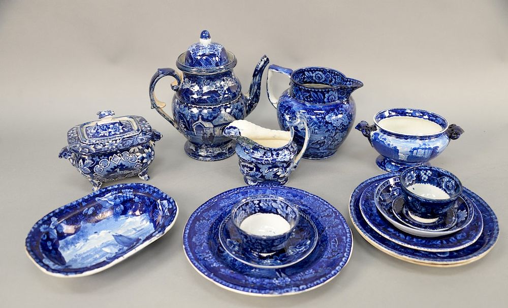 Appraisal: Fifteen piece Historic Staffordshire including plates creamer pitcher teapot sugar