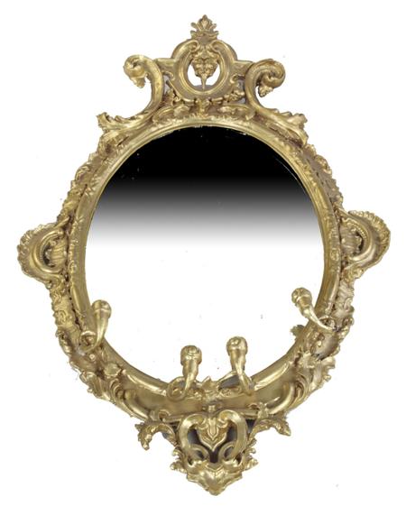 Appraisal: A th century oval giltwood mirror mounted with pierced cartouche