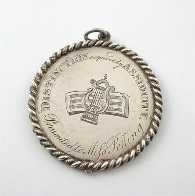 Appraisal: A William IV Engraved Silver School Medal The Misses Giles