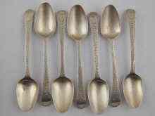 Appraisal: A set of six plus one bright cut silver teaspoons