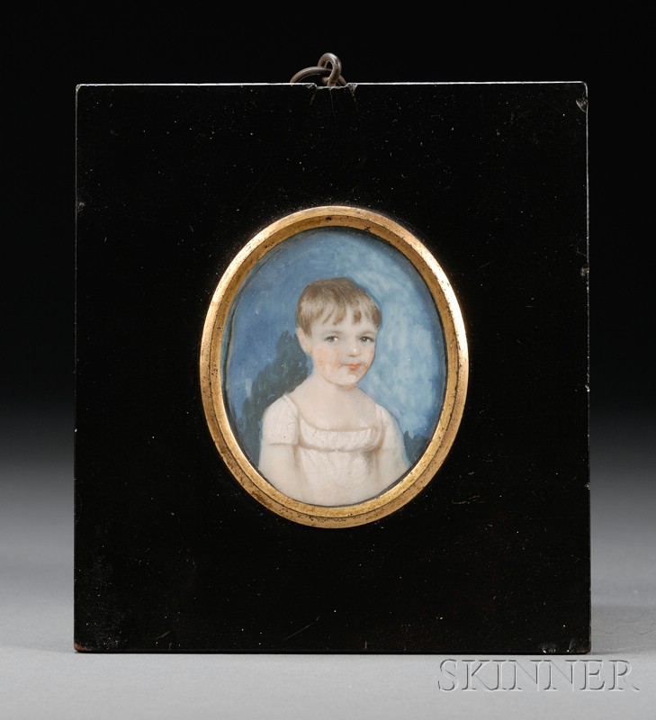 Appraisal: Small Painted Portrait Miniature on Ivory th century unsigned depicting