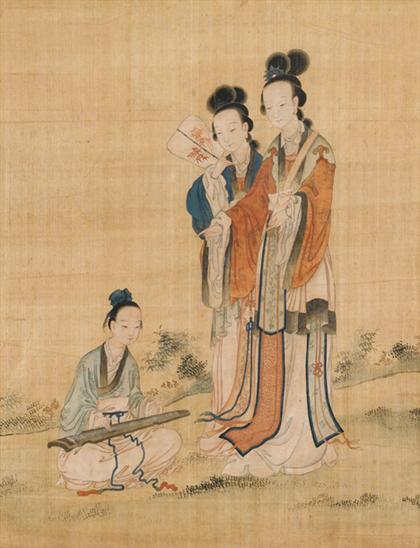 Appraisal: Chinese painting late qing dynasty Of square form wash and