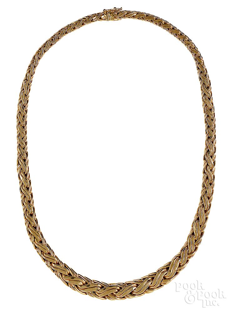 Appraisal: Tiffany Co K gold tapered braided necklace Exclusive on Bidsquare