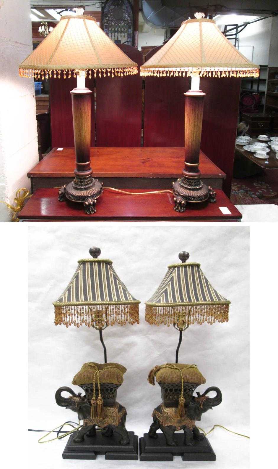 Appraisal: TWO PAIRS OF DECORATIVE TABLE LAMPS including a pair of