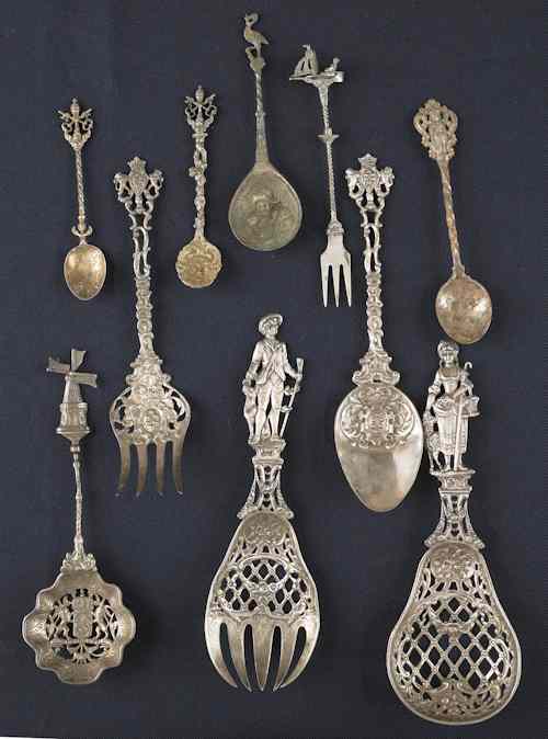 Appraisal: Collection of ten Dutch silver spoons and forks ca ozt