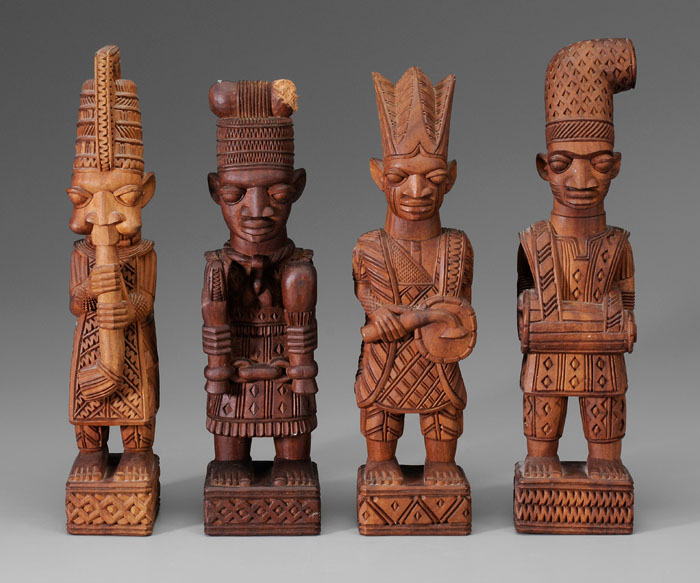 Appraisal: Lamidi Olonade Fakeye Nigerian - Four Yoruba Figures three of