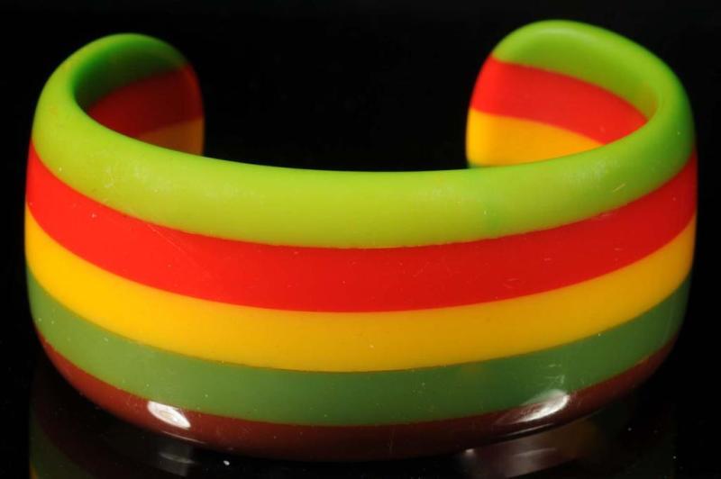 Appraisal: Bakelite -Color Cuff Bracelet Description No scratches or breaks Colors