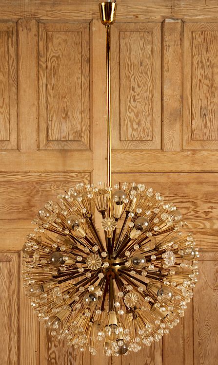 Appraisal: SPUTNIK BRASS GLASS CHANDELIER BY EMIL STEJNAR A mid century