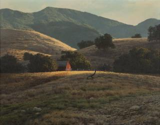 Appraisal: James A Fetherolf Rolling landscape with red barn signed lower