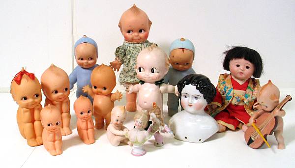 Appraisal: Doll Assortment Lot includes bisque and composition dolls includes kewpie