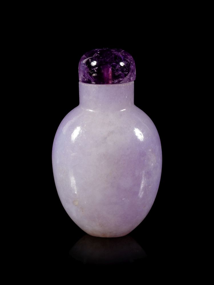 Appraisal: A Lavender Jadeite Snuff Bottle Height overall in cm A