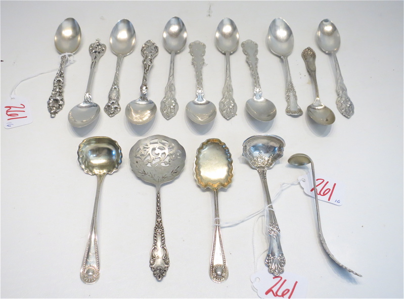 Appraisal: SIXTEEN ASSORTED STERLING SILVER FLATWARE PIECES various patterns and makers