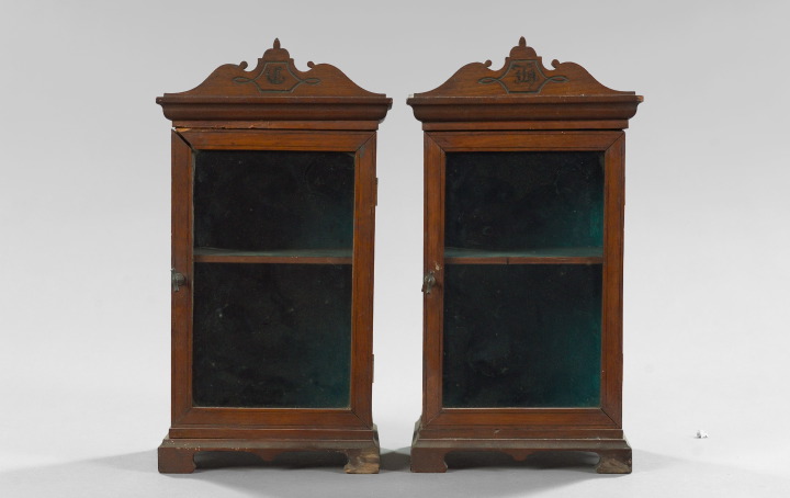 Appraisal: Pair of Diminutive Continental Carved and Incise-Carved Walnut and Oak