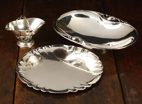 Appraisal: Georg Jensen sterling caddy bowl tray Blossom Georg Jensen sterling