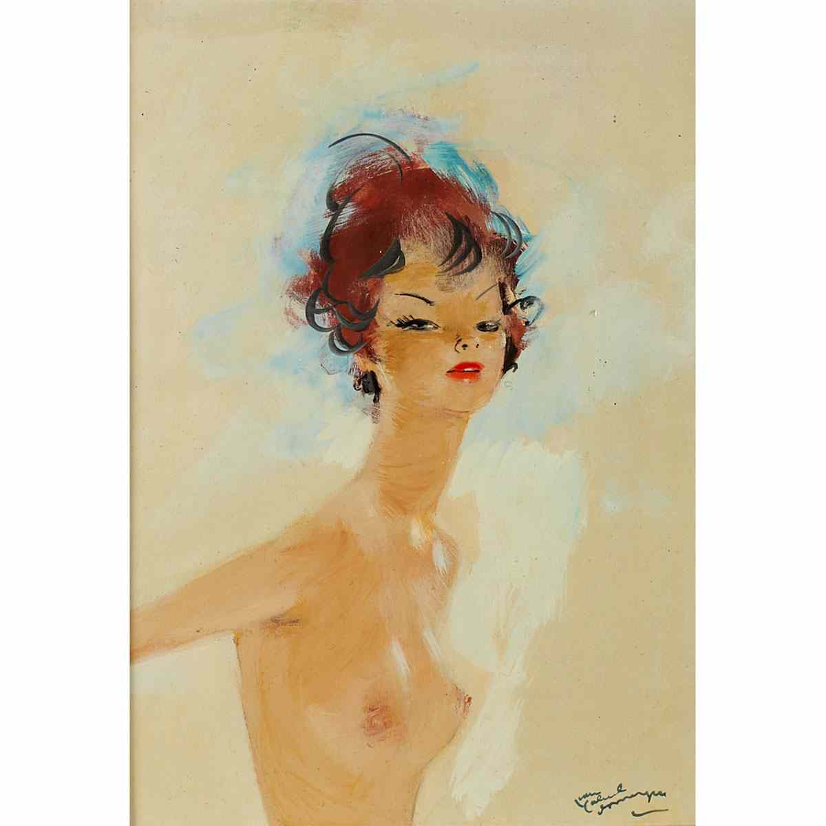 Appraisal: Jean-Gabriel Domergue - French AURORE Oil on fine canvas laid