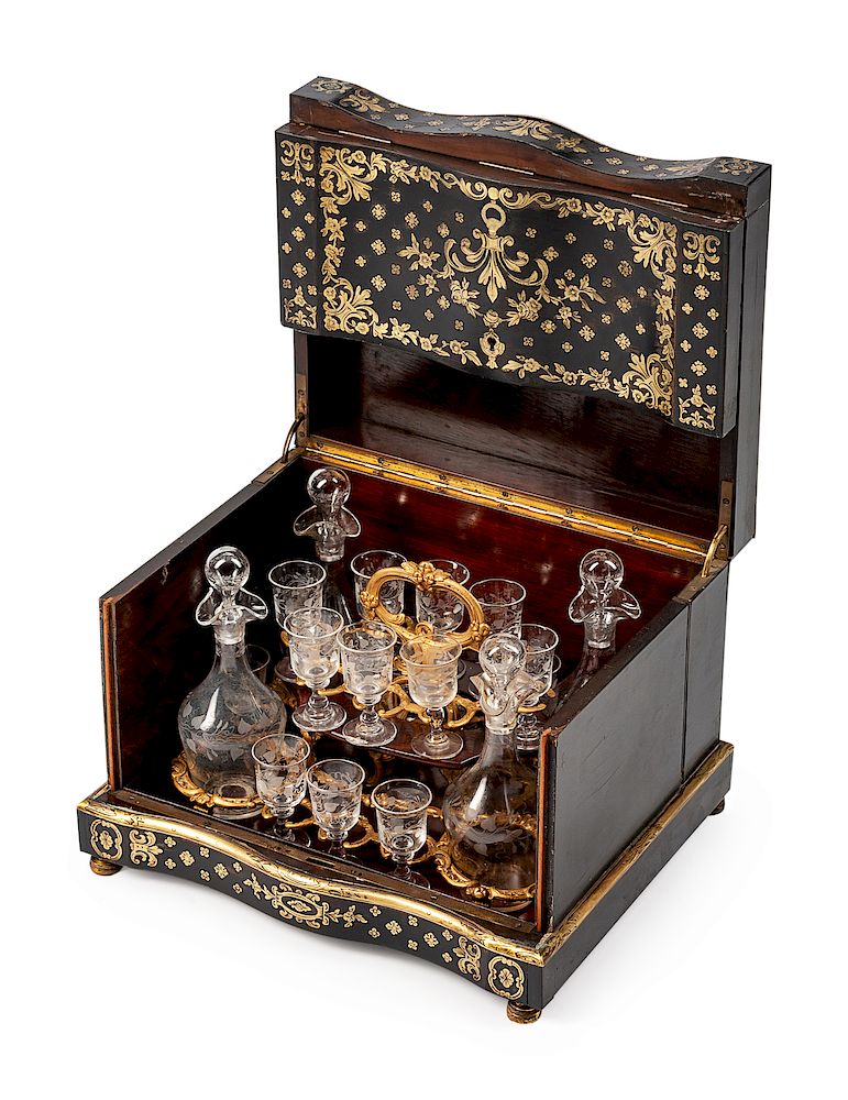 Appraisal: A Napoleon III Brass Inlaid Cave a Liqueur A Napoleon