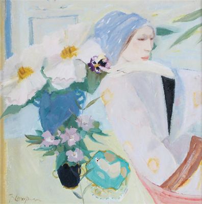 Appraisal: Brenda Lenaghan R S W b Girl with peonies Signed