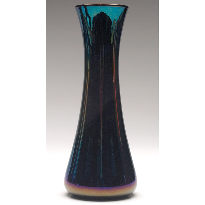 Appraisal: Imperial vase tapered form in a iridescent blue green and