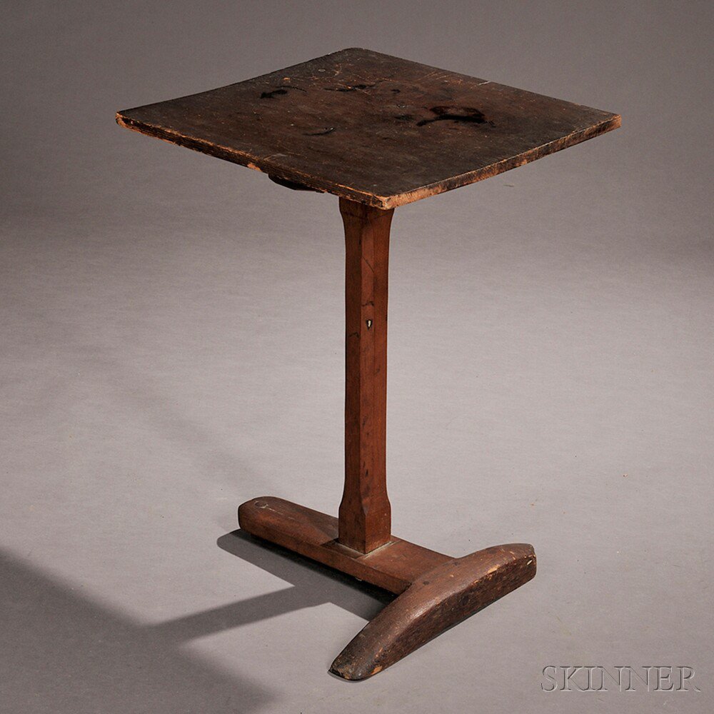 Appraisal: Cherry and Pine T-base Candlestand New England early th century