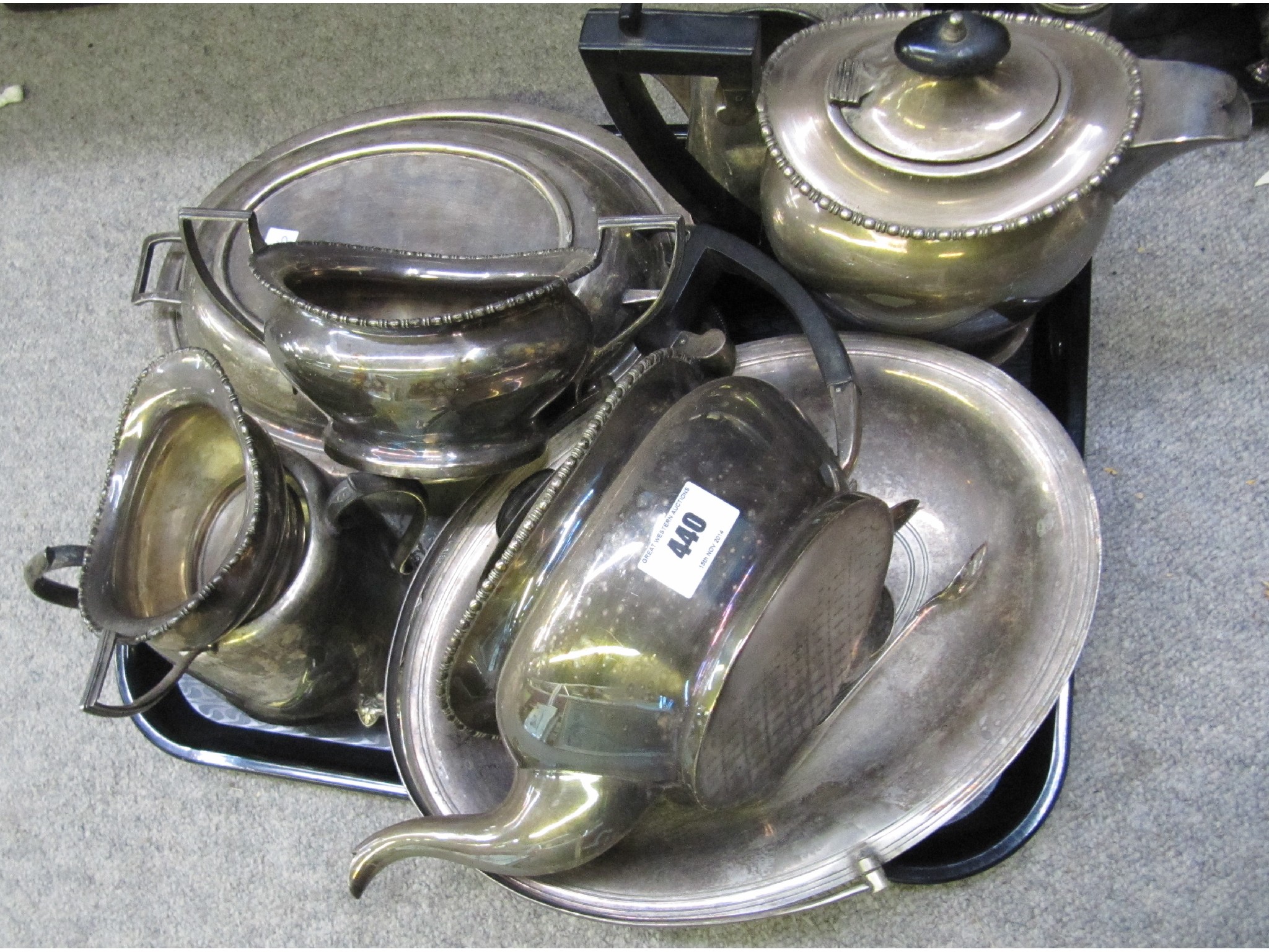 Appraisal: A tray lot of EP - tea service basket etc