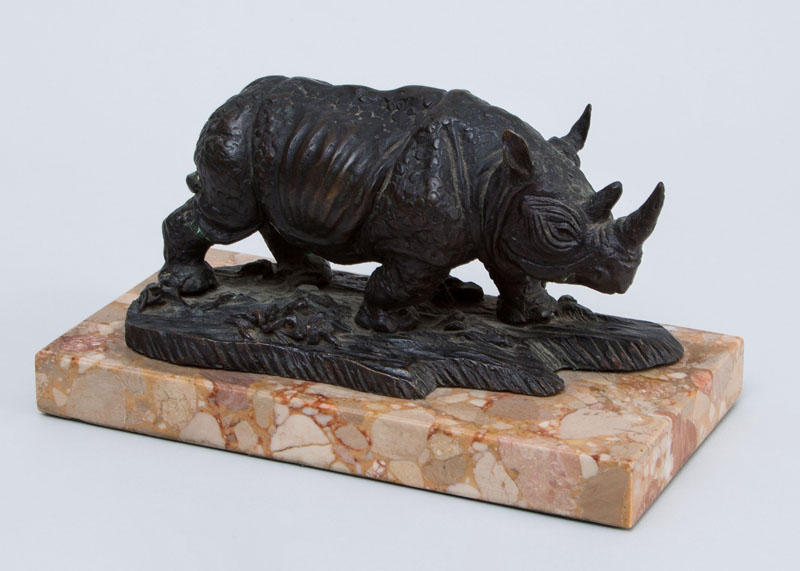 Appraisal: SOUTH AMERICAN SCHOOL RHINO Bronze indistinctly inscribed at bottom on