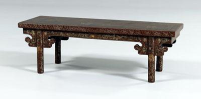 Appraisal: Chinese lacquered table mortise-and-tenon construction red lacquer with gilt and