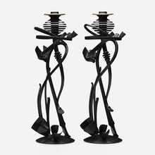 Appraisal: Albert Paley NEBULI CANDLEHOLDERS PAIR USA forged fabricated and machined