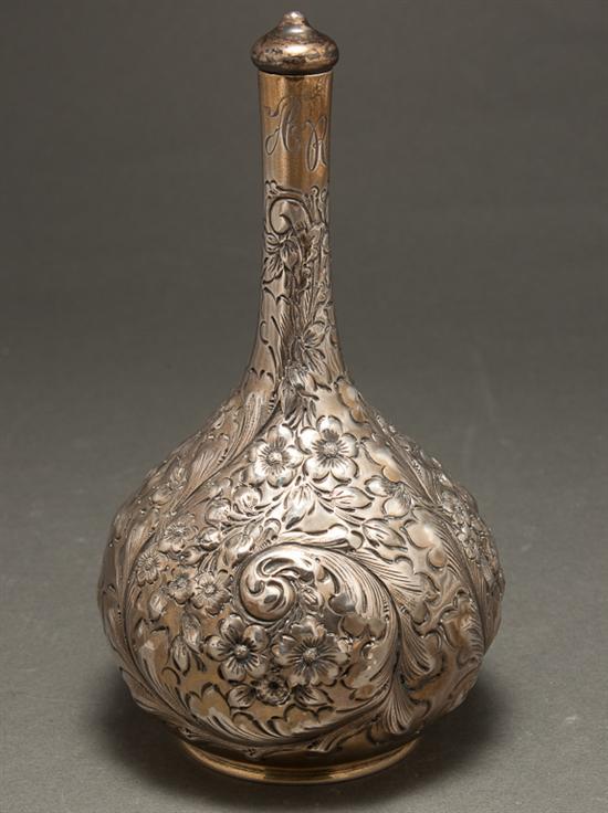 Appraisal: American parcel-gilt repousse sterling silver bottle made for Tiffany Co