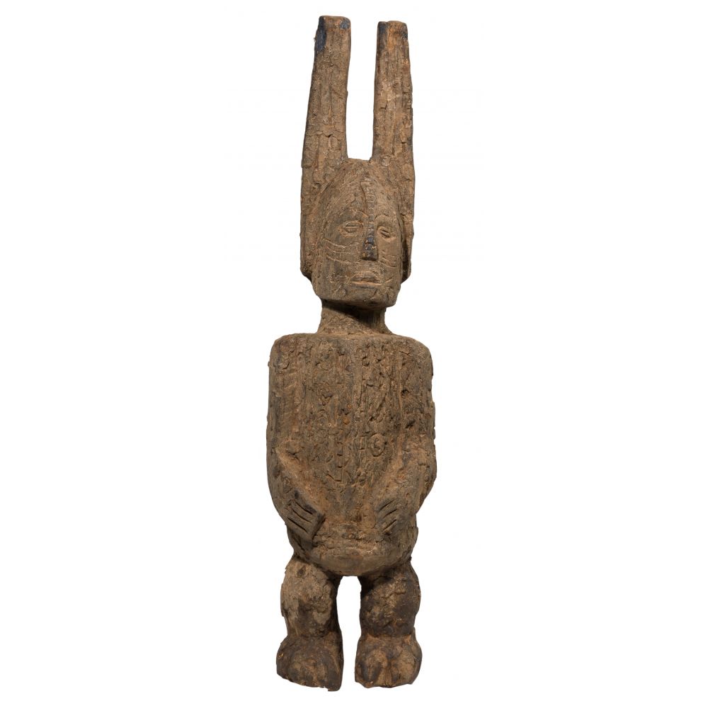 Appraisal: AFRICAN IGBO CARVED WOOD FIGURE Ikenga sculpture having incised decoration