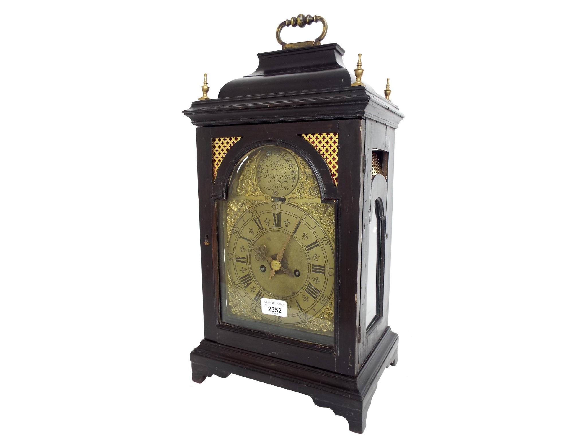 Appraisal: Ebonised two train bracket clock with small verge movement striking