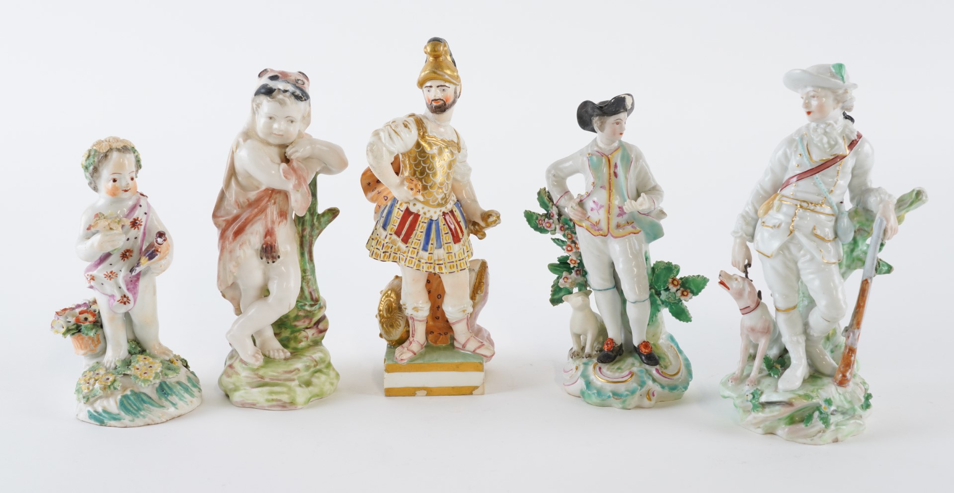 Appraisal: A GROUP OF FIVE DERBY PORCELAIN FIGURES Circa - Comprising