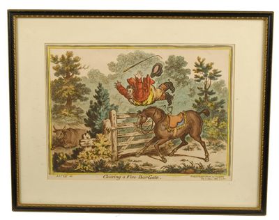 Appraisal: J C 'Clearing a Five-Bar-Gate' a coloured engraving x in