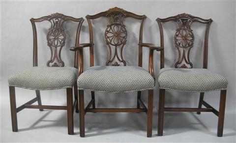 Appraisal: SET SIX GEORGE III STYLE MAHOGANY DINING CHAIRS comprising one