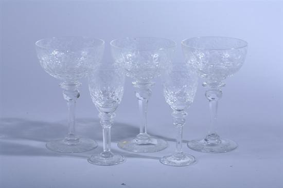 Appraisal: PIECES ETCHED AND FROSTED GLASS STEMWARE Twelve champagne coupes and