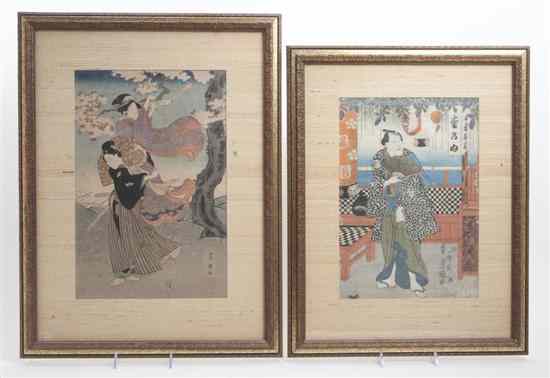 Appraisal: Two Japanese Woodblock Prints one signed Toyokuni and depicting a