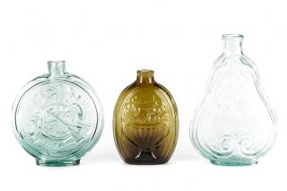 Appraisal: Group of Early Blown Glass Flasks Group of three early