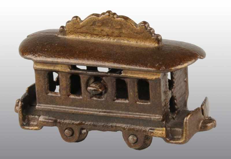 Appraisal: Cast Iron Trolley Still Bank Description Manufactured in the US