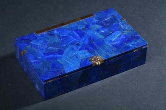 Appraisal: AFGHAN GOLD MOUNTED LAPIS LAZULI BOX AND COVER - in