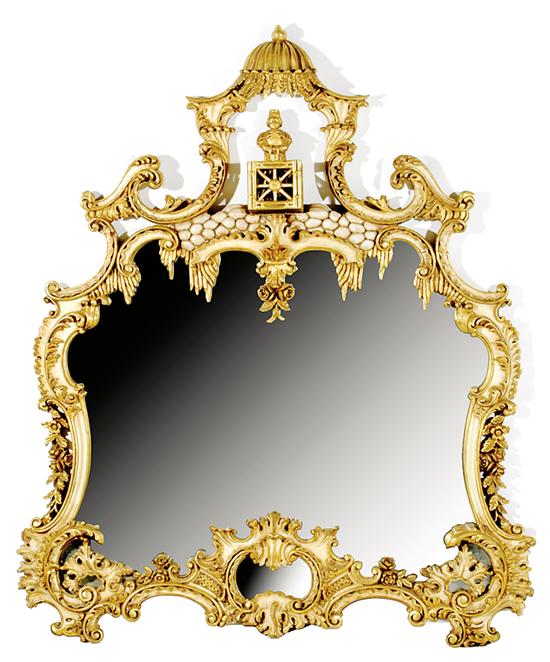 Appraisal: Chinese Chippendale style giltwood overmantel mirror elaborate frame surmounted by