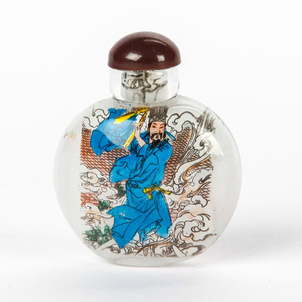 Appraisal: JAPANESE PAINTED GLASS SNUFF BOTTLE Glass snuff bottle with images