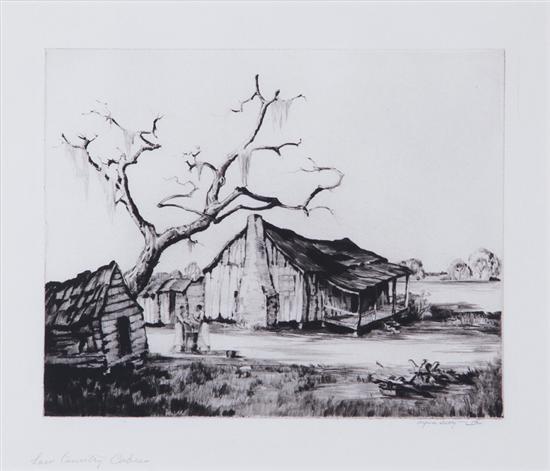 Appraisal: Alfred Hutty South Carolina - LOW COUNTRY CABIN drypoint framed