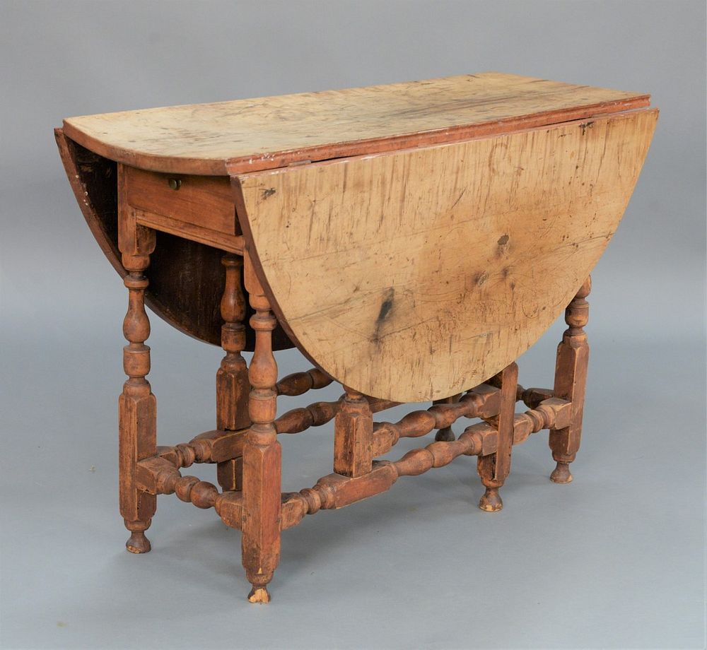 Appraisal: Gateleg Drop Leaf Table with long drawer maple with tiger